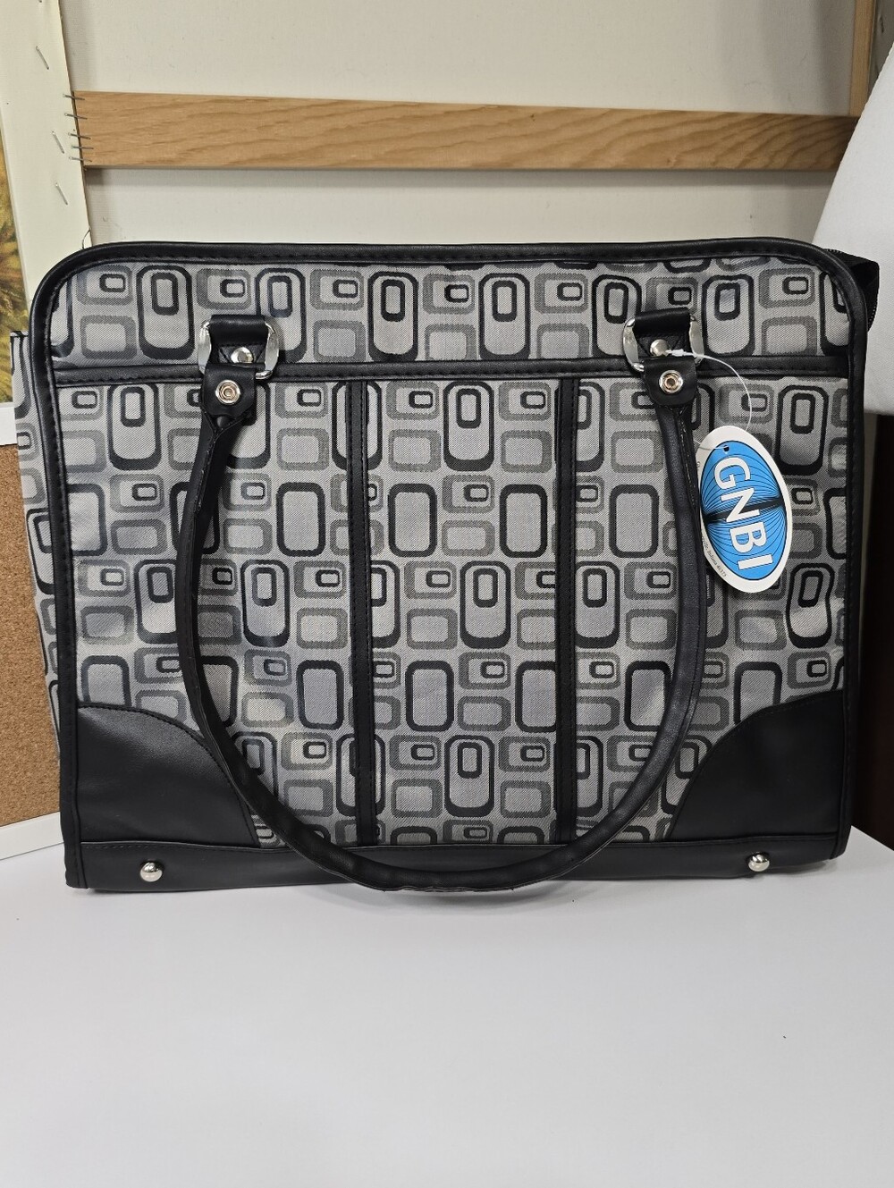 2 In 1 GNBI Geometric Gray and Black Tote Bag And Padfolio